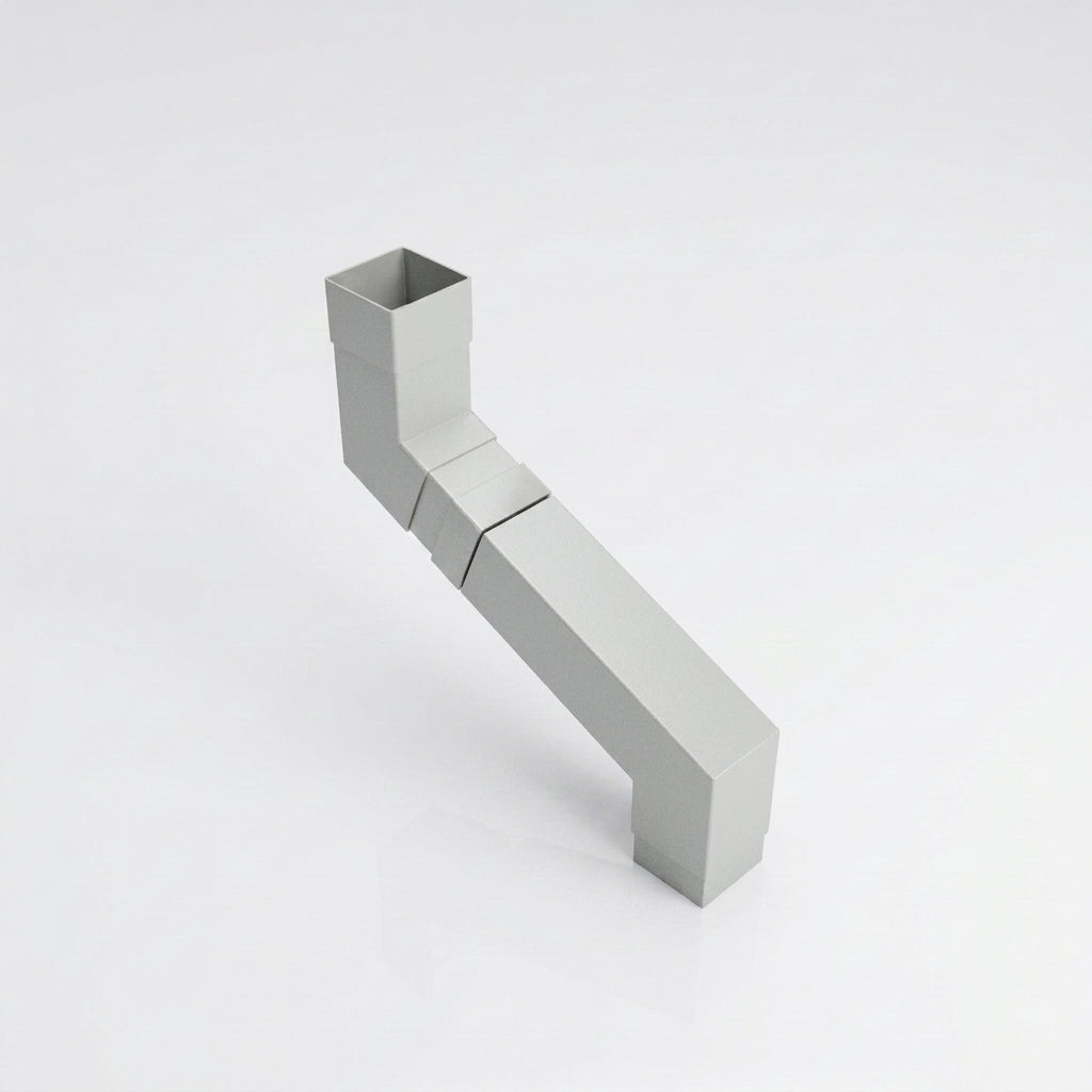 Flush Joint Adjustable Swanneck 72x72mm Aluminium Downpipe — RAL 7035