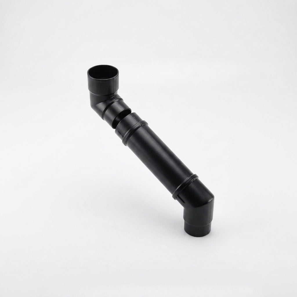 Flush Joint Adjustable Swanneck 63mm Downpipe Connector — RAL 9005