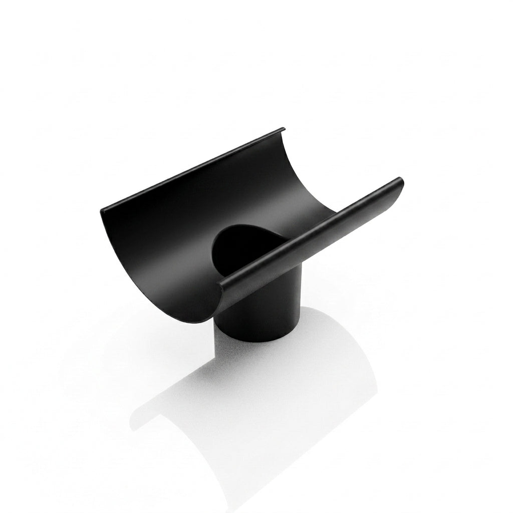 Half Round Aluminium Gutter Outlet 76mm – Marine Grade — RAL 9005