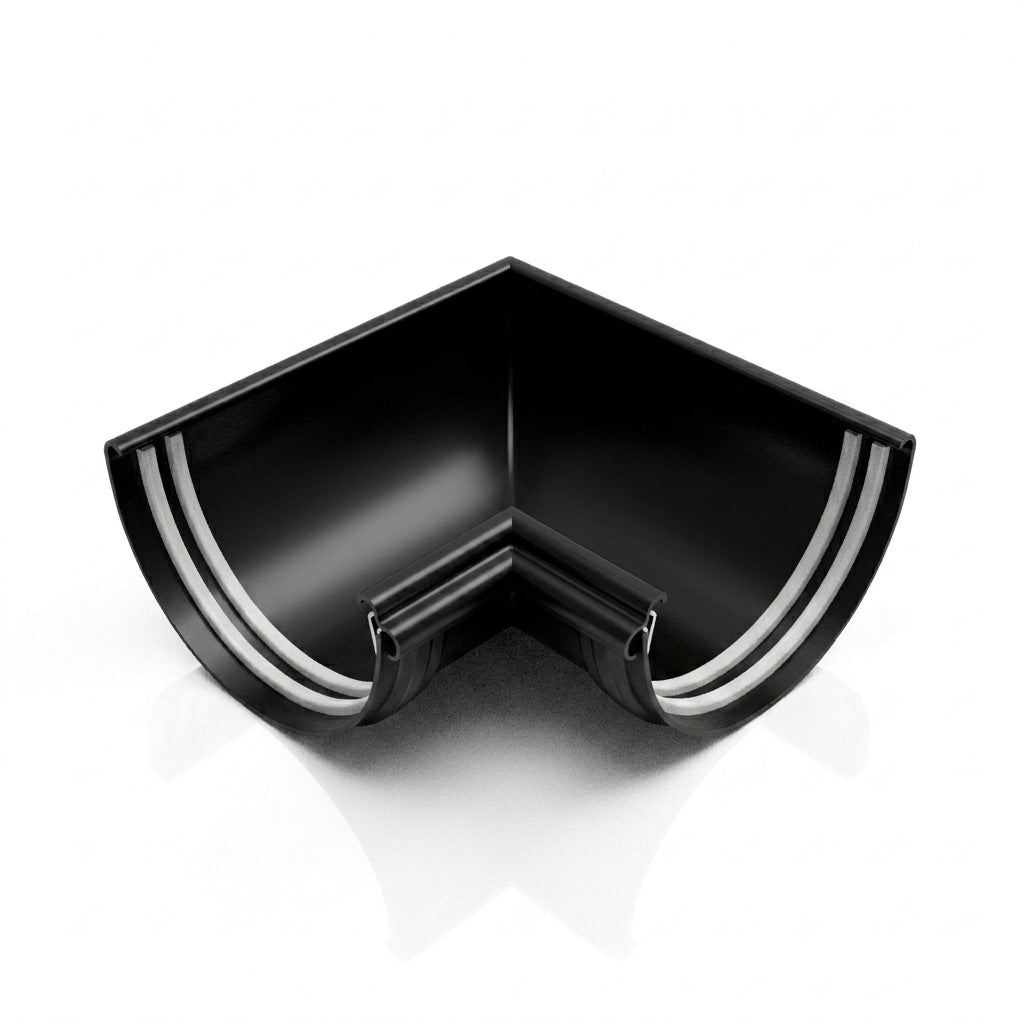 Half Round Aluminium Gutter Angle 90° - 125mm — RAL 9005