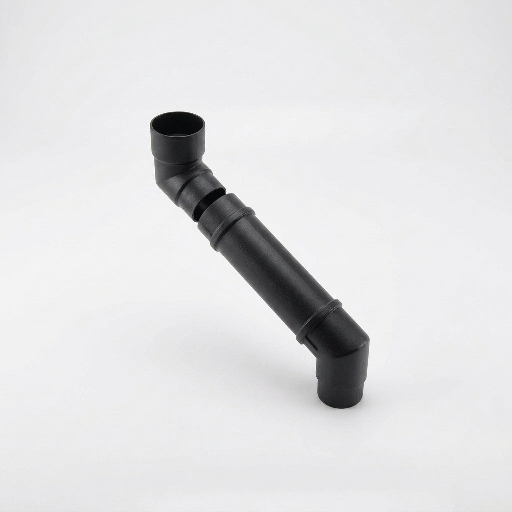 Flush Joint Adjustable Swanneck 63mm Downpipe Connector — Textured Black
