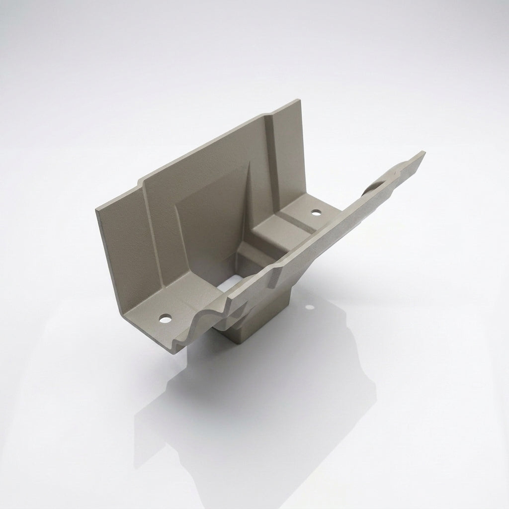 Moulded Ogee Gutter Outlet 72×72mm – 125×100mm Connection — RAL 7036