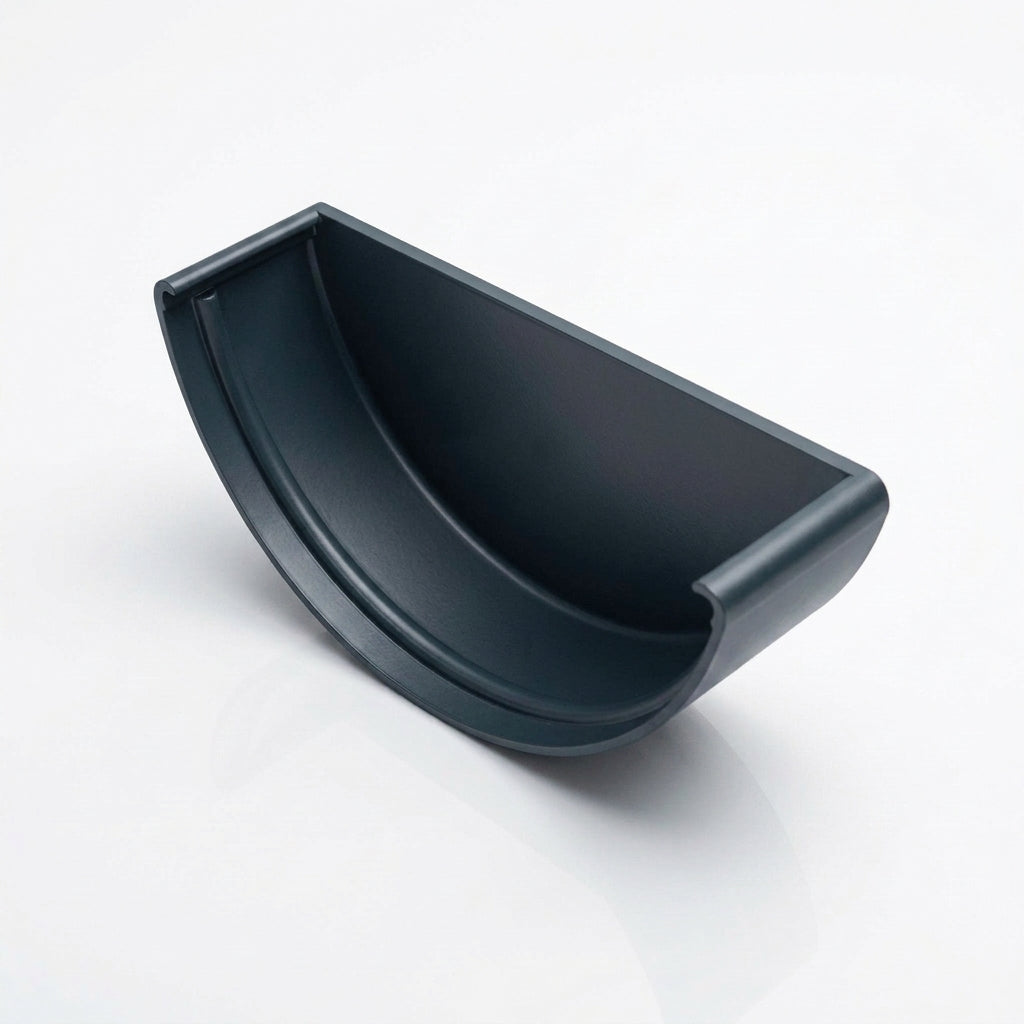 Half Round Aluminium Gutter Stop End - 125mm — RAL 7016