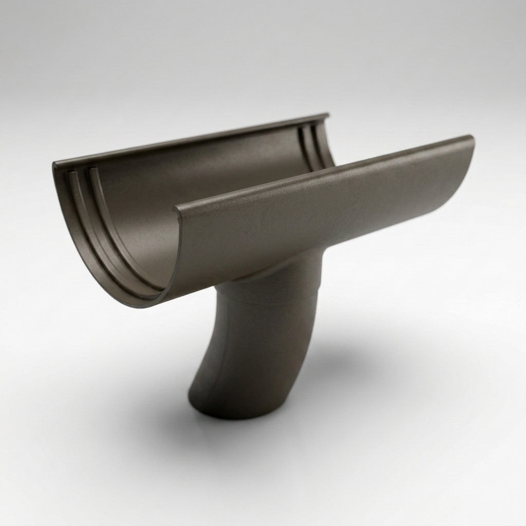 Half Round Aluminium Gutter Outlet 63mm Dia. 125mm — RAL 7022