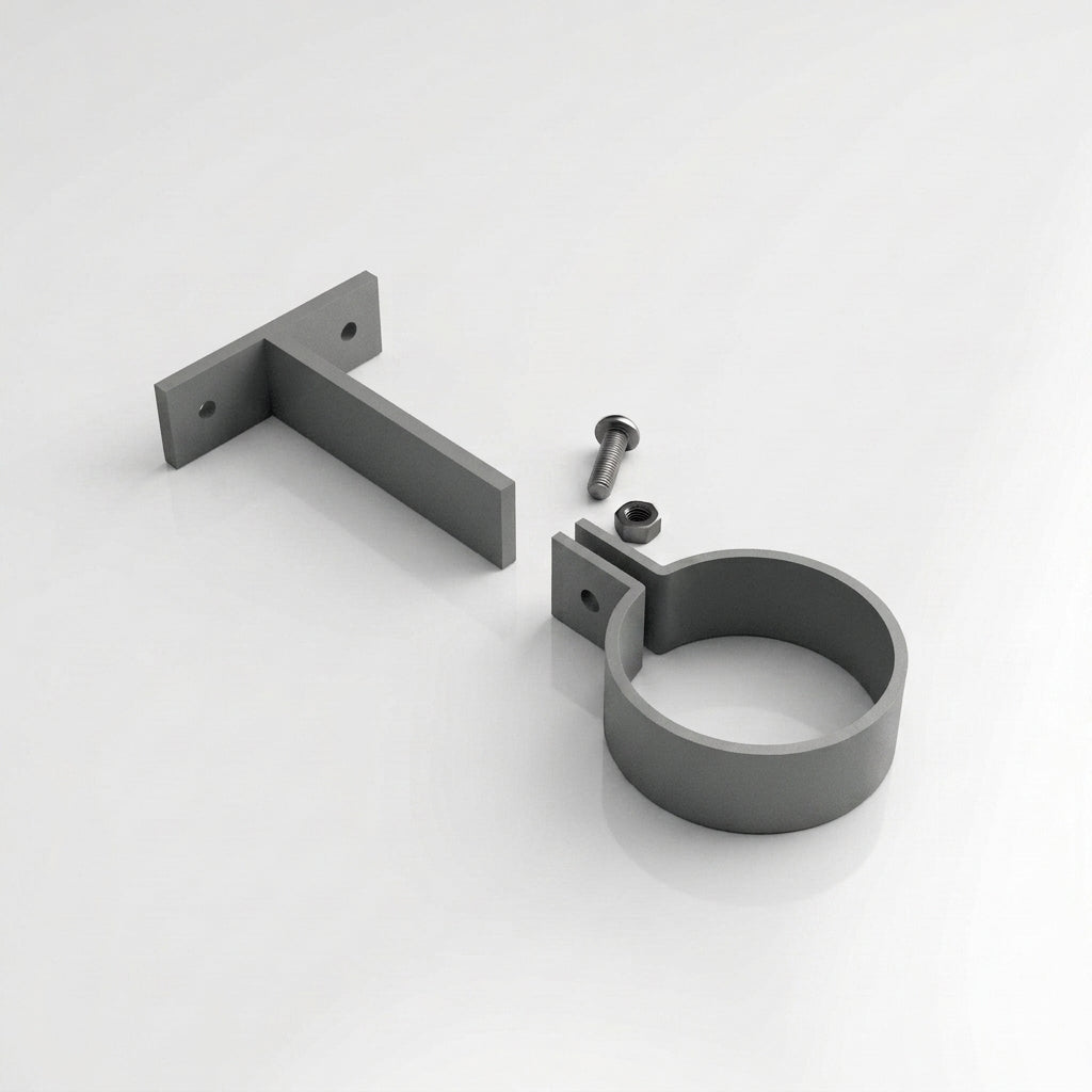 Adjustable Aluminium Pipe Clip 63mm Diameter — RAL 7037
