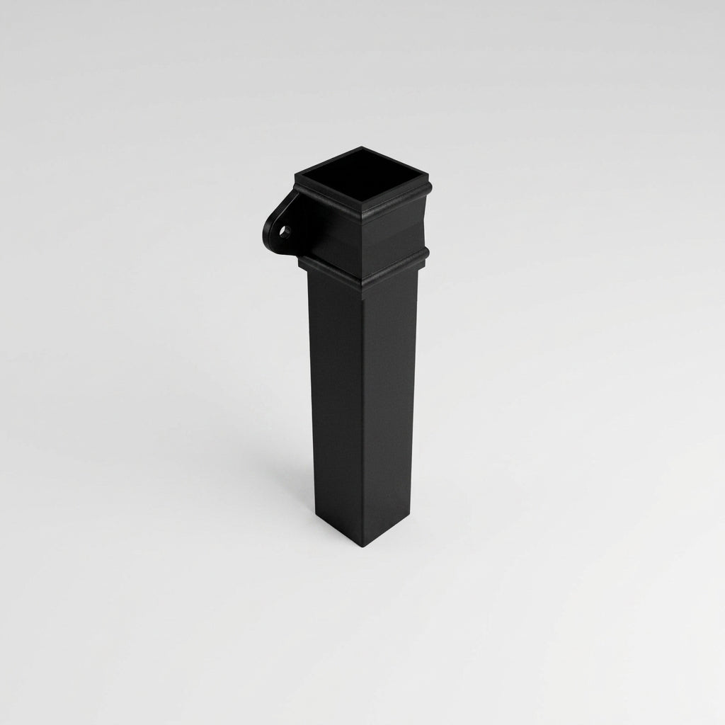 Traditional Aluminium Downpipe Sample — RAL 9005 / 72x72mm