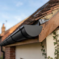 Half Round Aluminium Gutter Stop End - 125mm — Textured Black (in use)