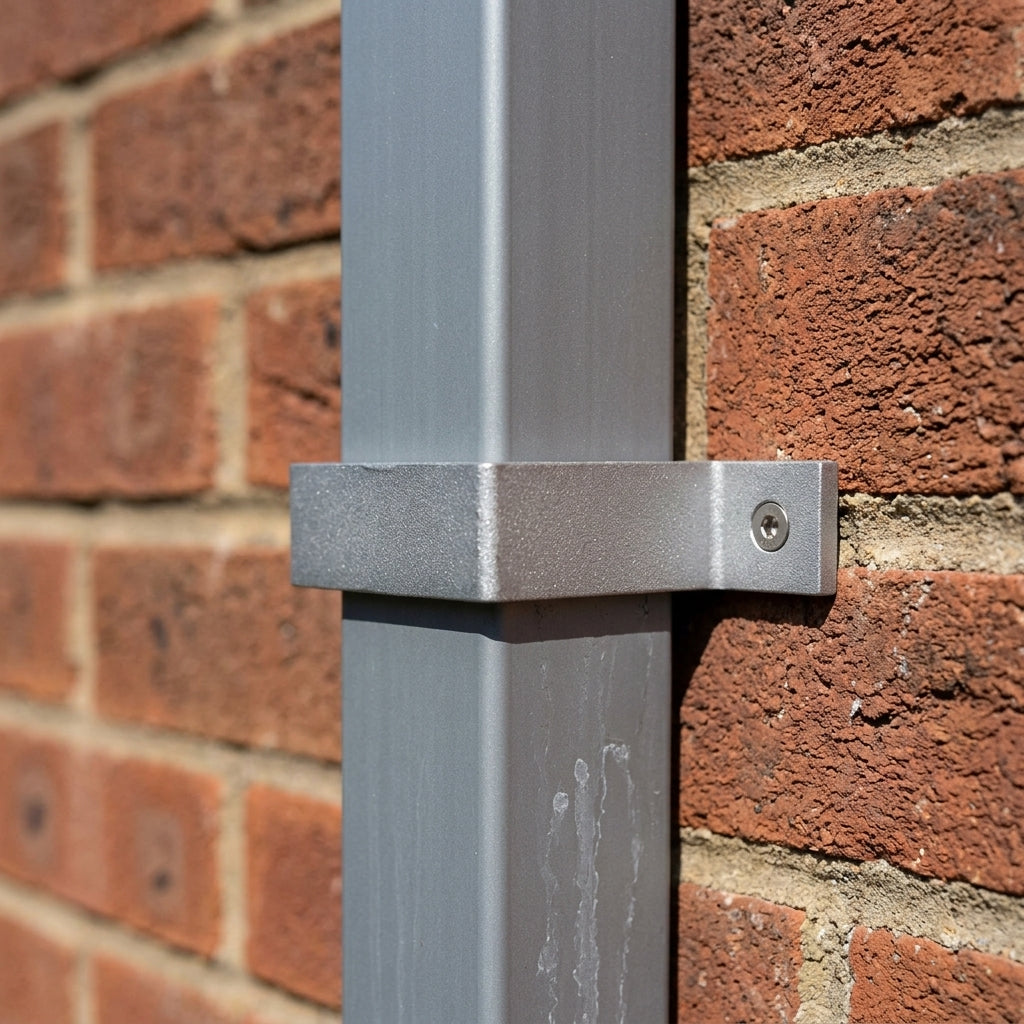 Aluminium Downpipe Clip 72×72mm with 5mm Wall Spacing