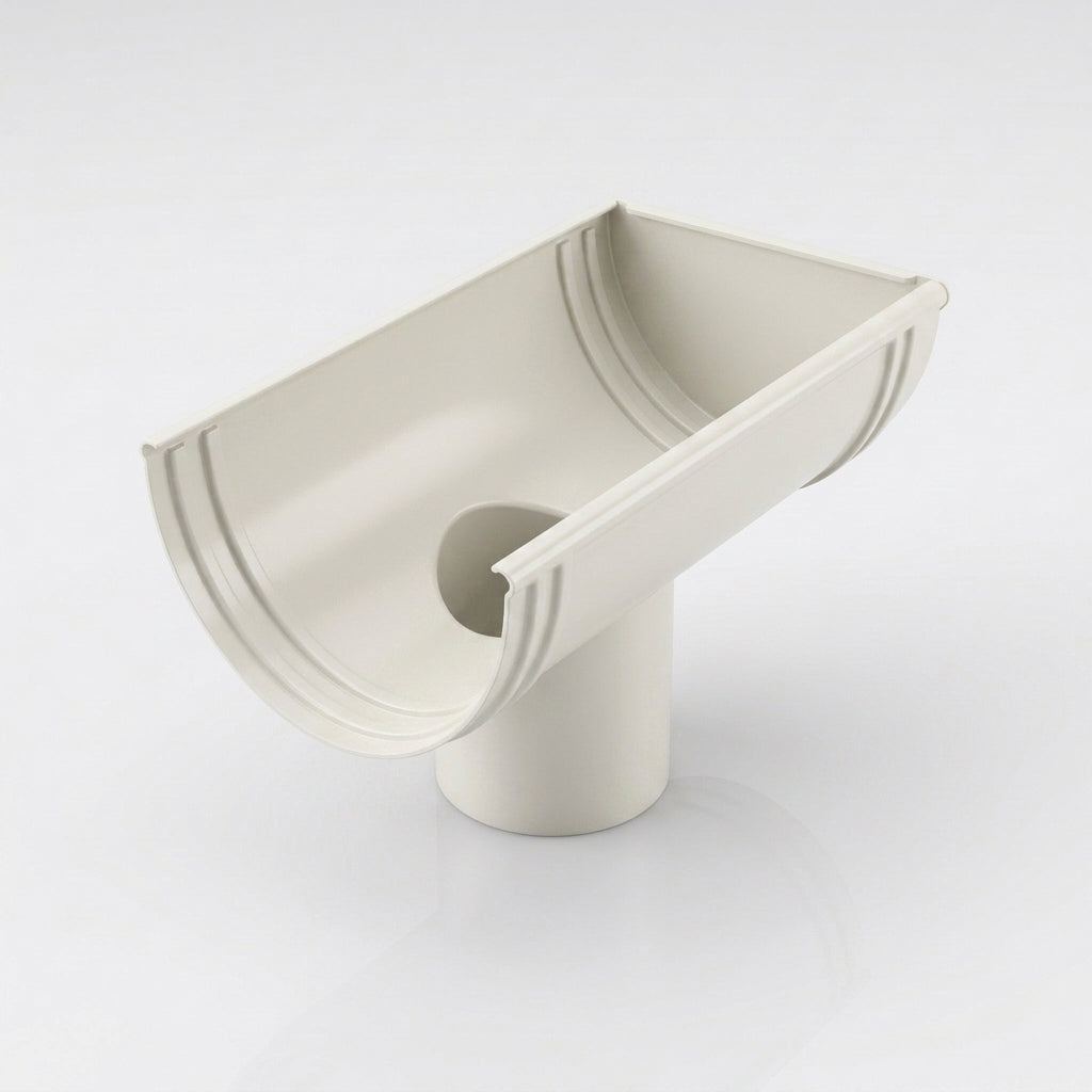 DeepFlow Aluminium Gutter Outlet 76mm Diameter 130mm — RAL 9010