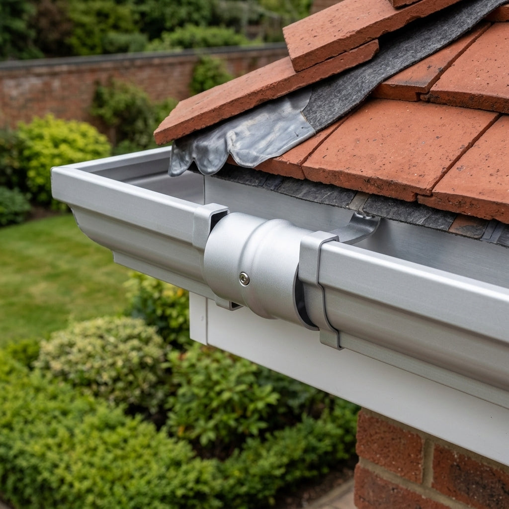 Flush Joint Internal Jointer 63mm Diameter Aluminium — RAL 9006 (in use)