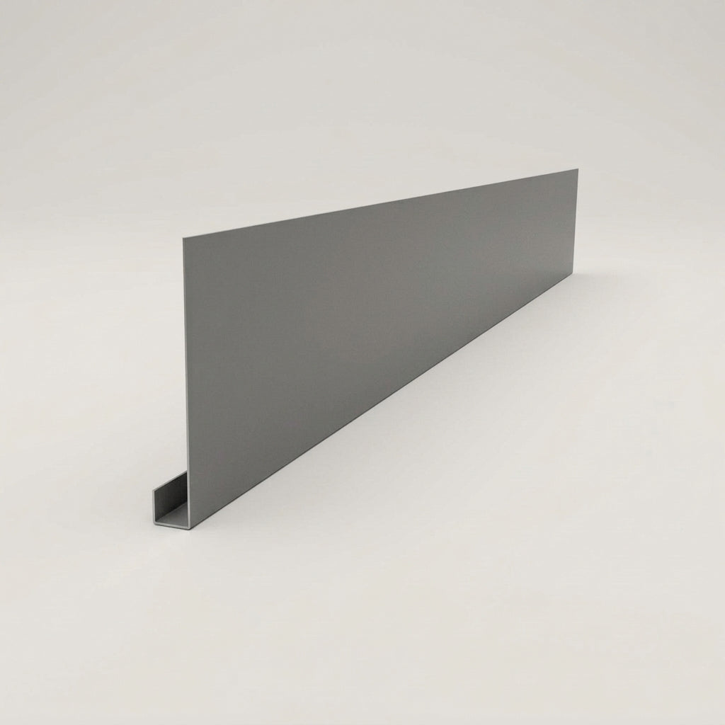 Aluminium Fascia Board Sample — RAL 7037 / 'U' Return