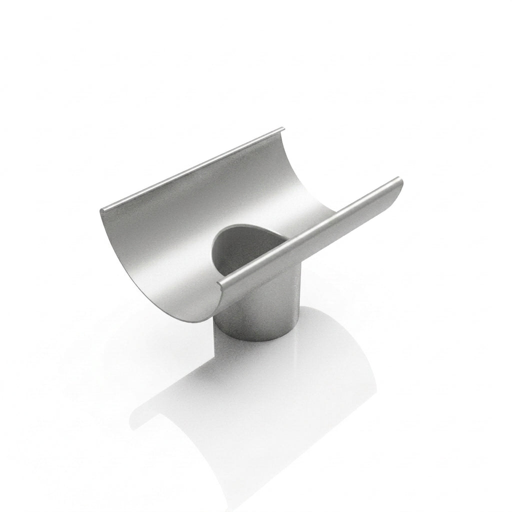 Half Round Aluminium Gutter Outlet 76mm – Marine Grade — RAL 9006