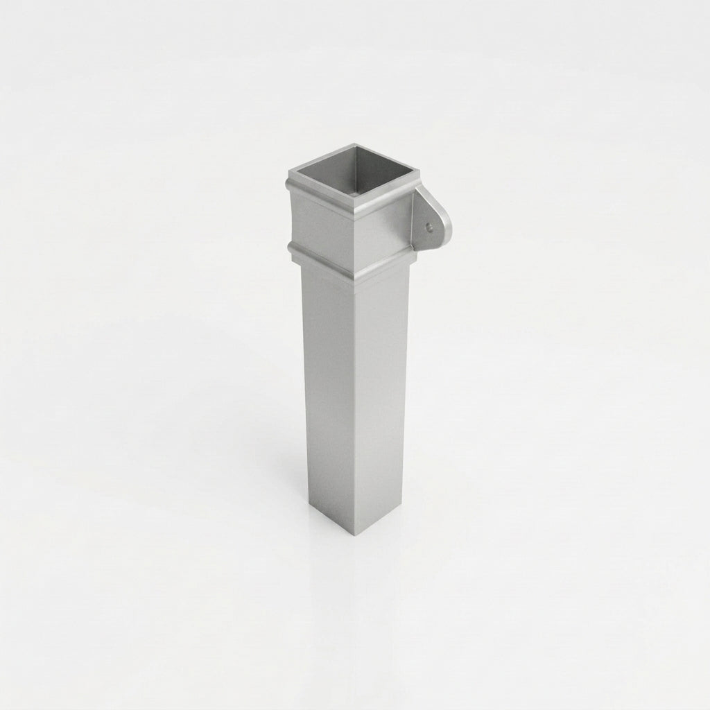 Traditional Aluminium Downpipe 72x72mm x 3m Eared Socket — RAL 9006