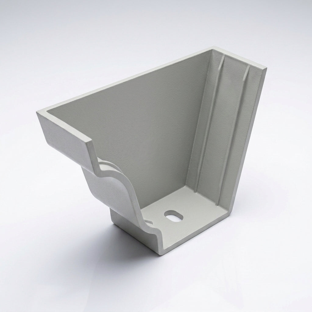 Moulded Ogee Gutter Left Hand Stop End 125 x 100mm — RAL 7035
