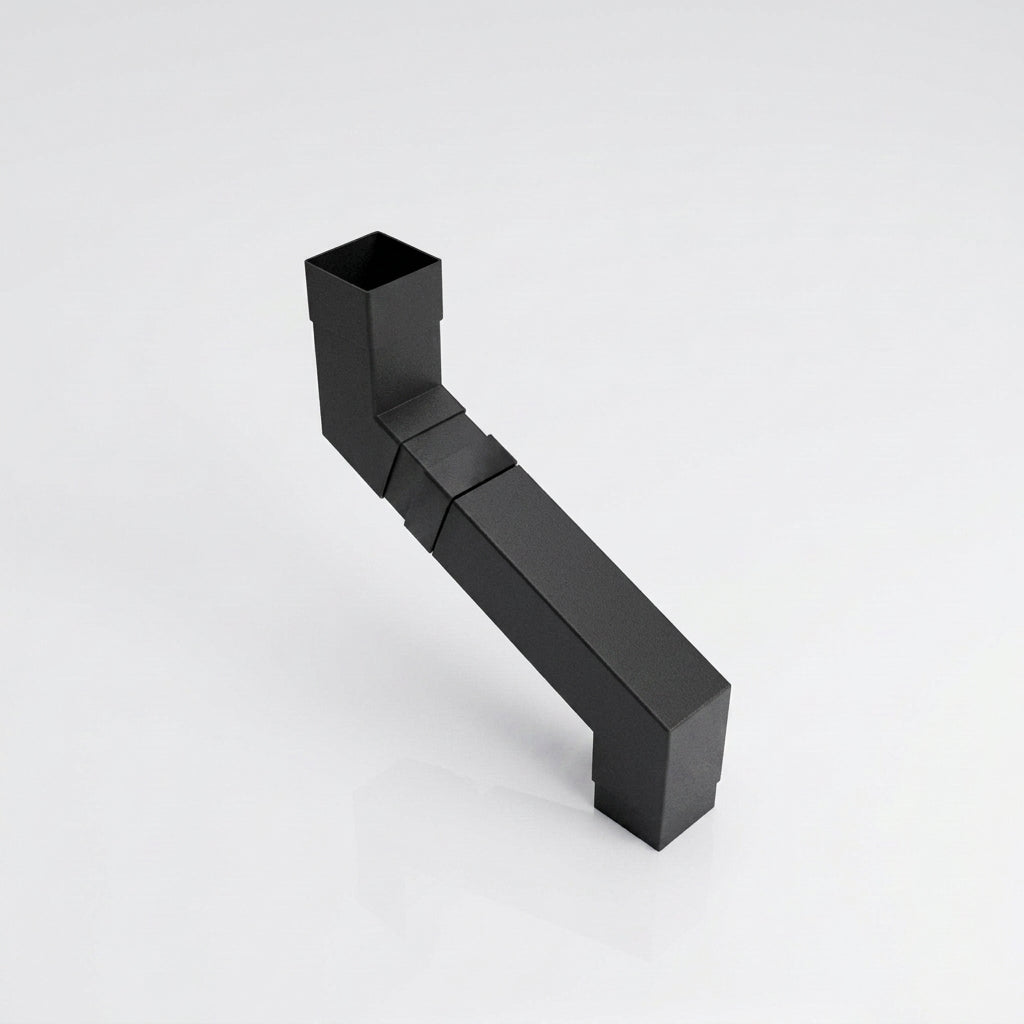 Flush Joint Adjustable Swanneck 72x72mm Aluminium Downpipe — Textured Black
