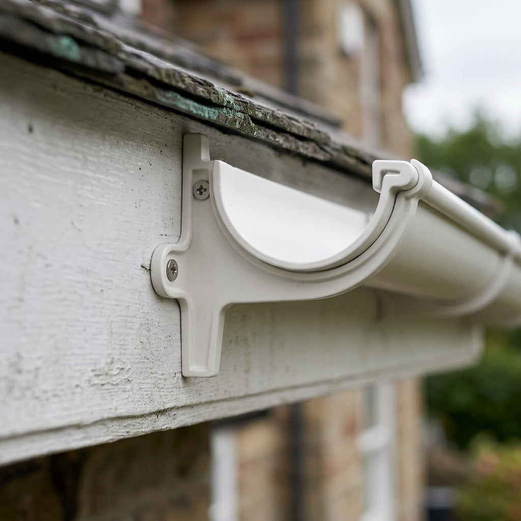 130mm Aluminium Gutter Fascia Bracket – Marine Grade Cast — RAL 9010 (in use)