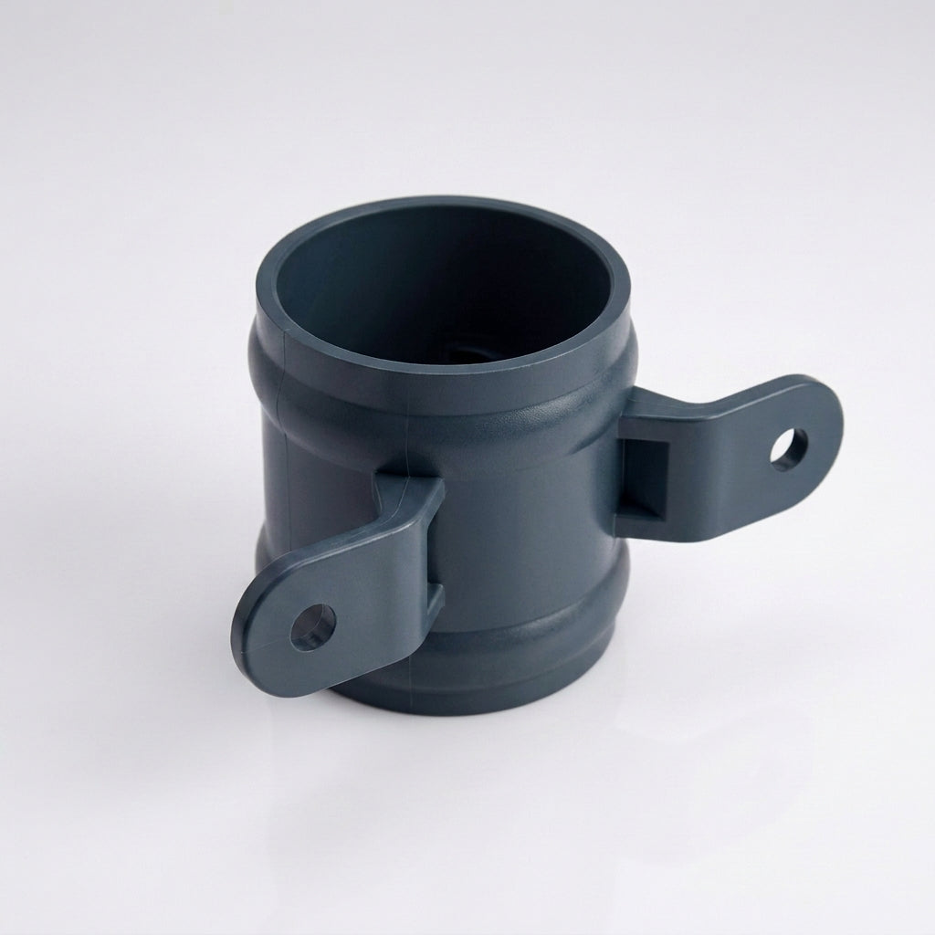 Traditional Downpipe Spare Socket 63mm Dia with Eared Fixings — RAL 7016