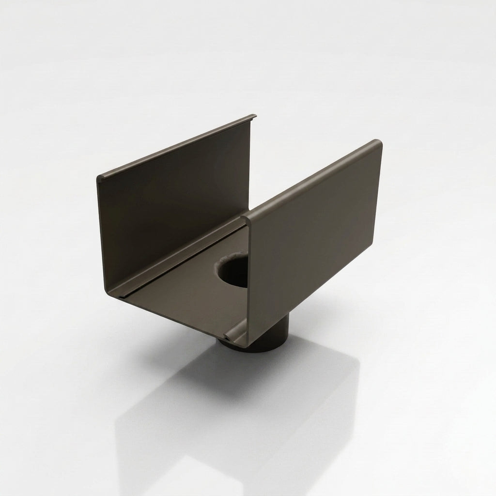 Aluminium Box Gutter Outlet 63mm Diameter 135 x 100mm — RAL 7022