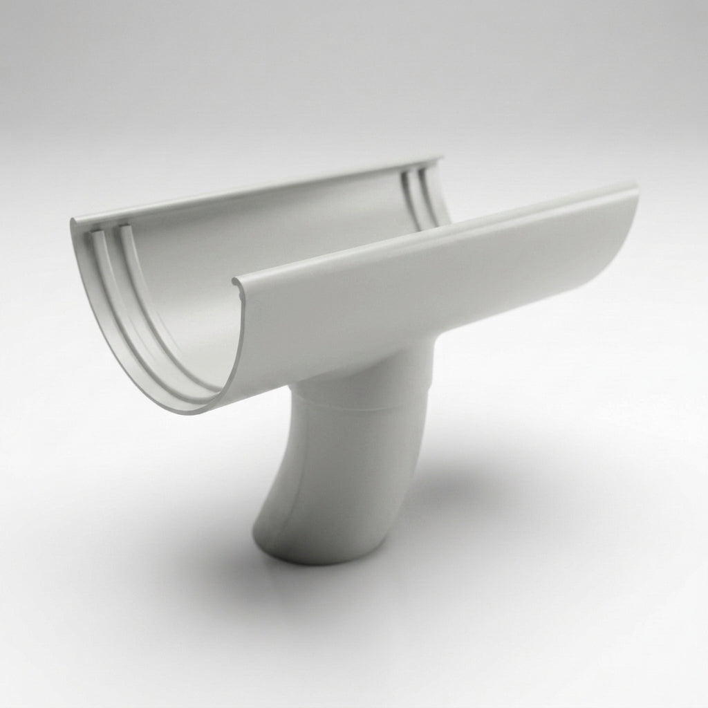 Half Round Aluminium Gutter Outlet 63mm Dia. 125mm — RAL 7035