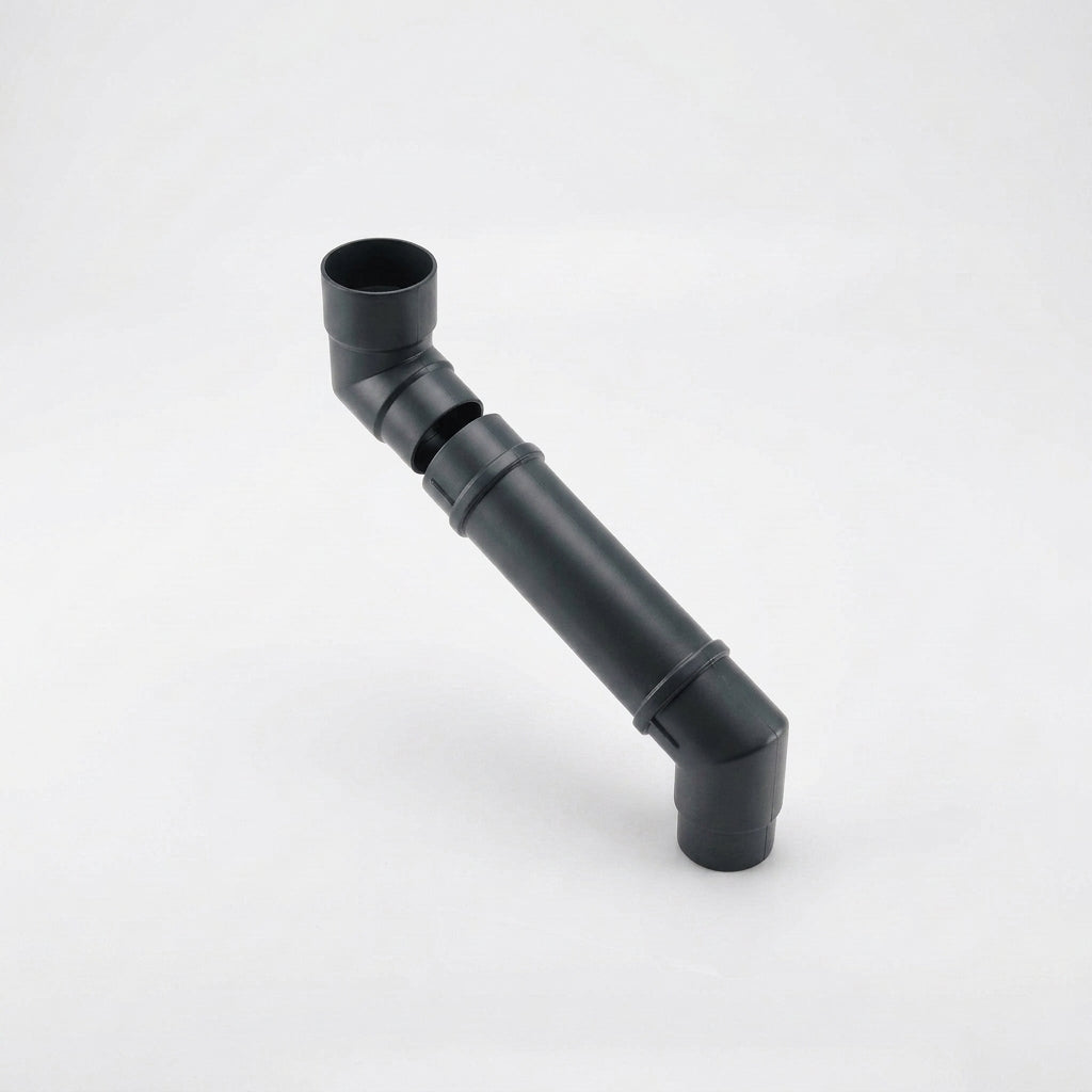 Flush Joint Adjustable Swanneck 63mm Downpipe Connector — RAL 7021