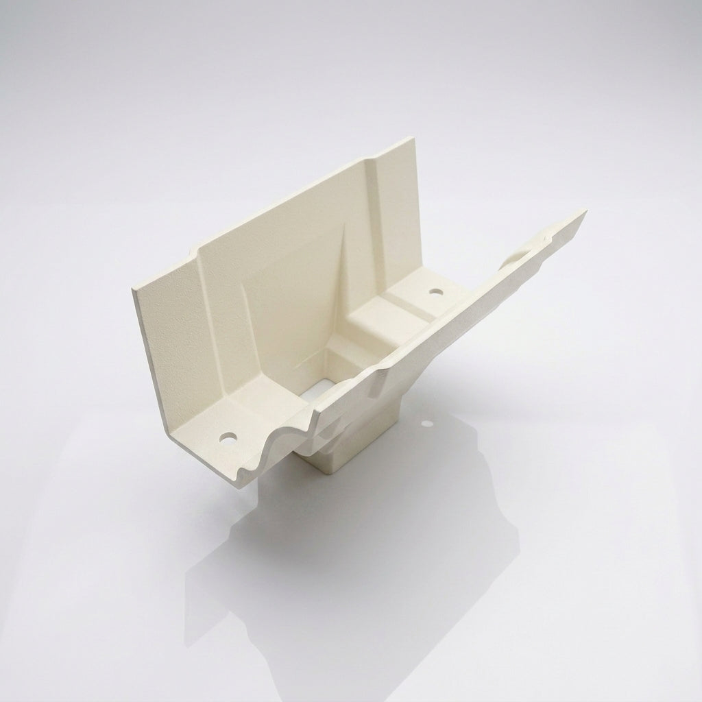 Moulded Ogee Gutter Outlet 72×72mm – 125×100mm Connection — RAL 9010