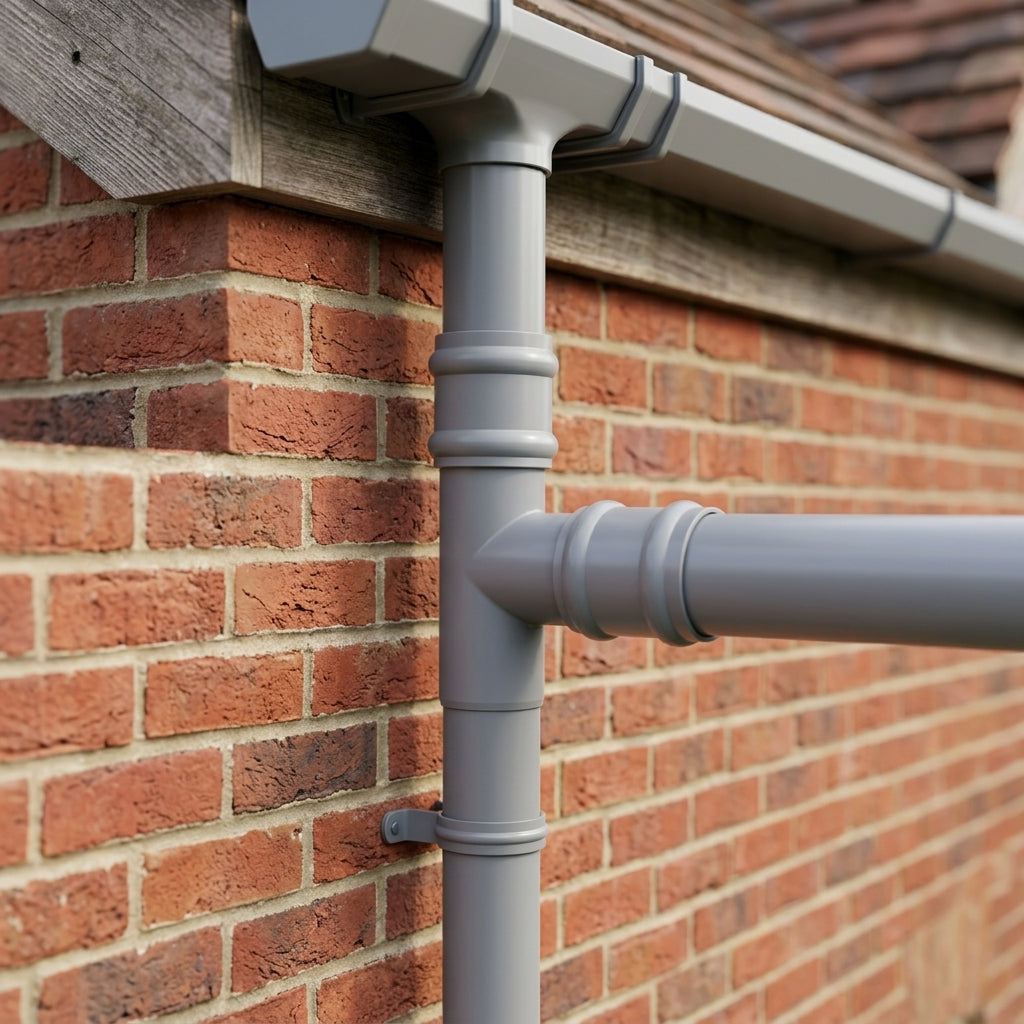 63mm Diameter Traditional Downpipe Branches 92.5° & 112.5° — RAL 7036 / 92.5 Degrees (in use)