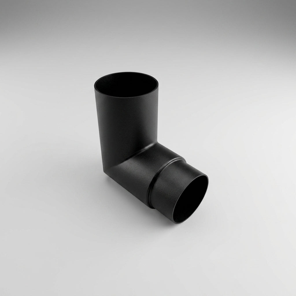 76mm Diameter Flush Joint Aluminium Downpipe Bends — RAL 9005 / 92.5 Deg