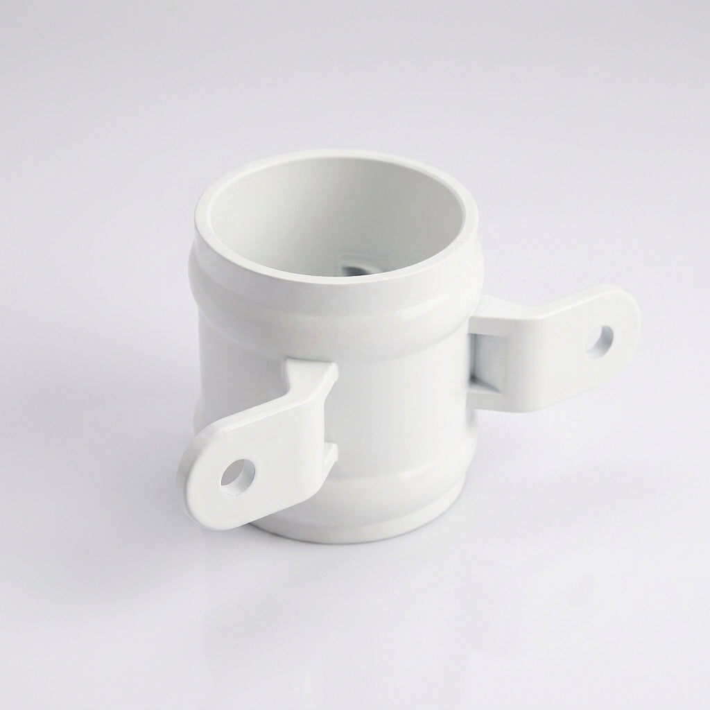 Traditional Downpipe Spare Socket 63mm Dia with Eared Fixings — RAL 9016