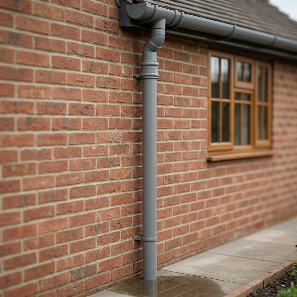 Traditional Downpipe Length 63mm Dia x 3m Non-Eared Socket — RAL 7037 (in use)