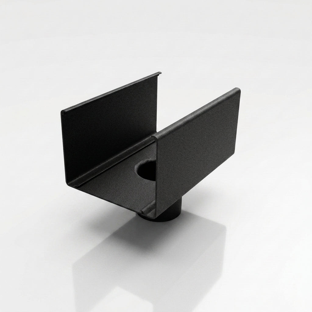 Aluminium Box Gutter Outlet 63mm Diameter 135 x 100mm — Textured Black