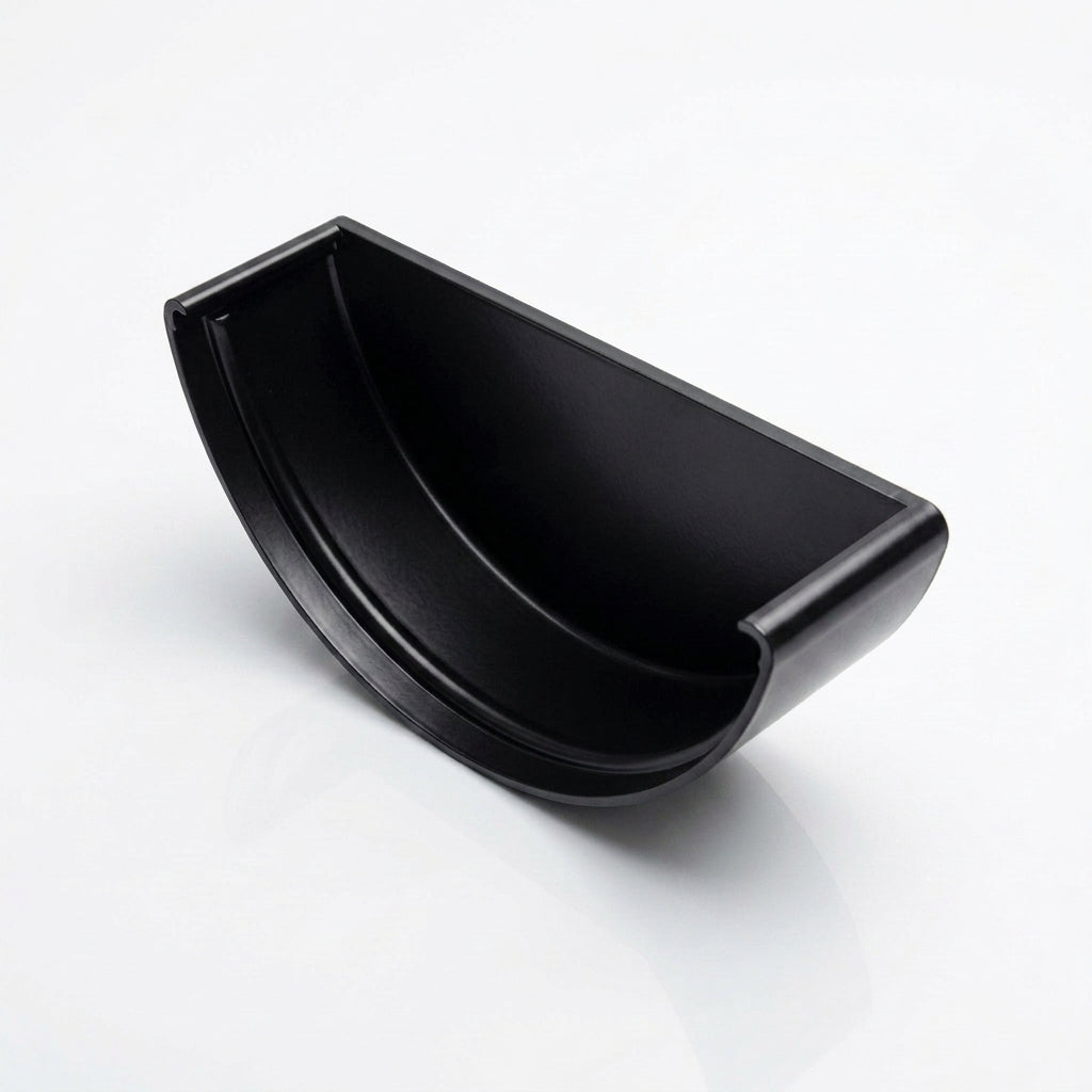 Half Round Aluminium Gutter Stop End - 125mm — RAL 9005