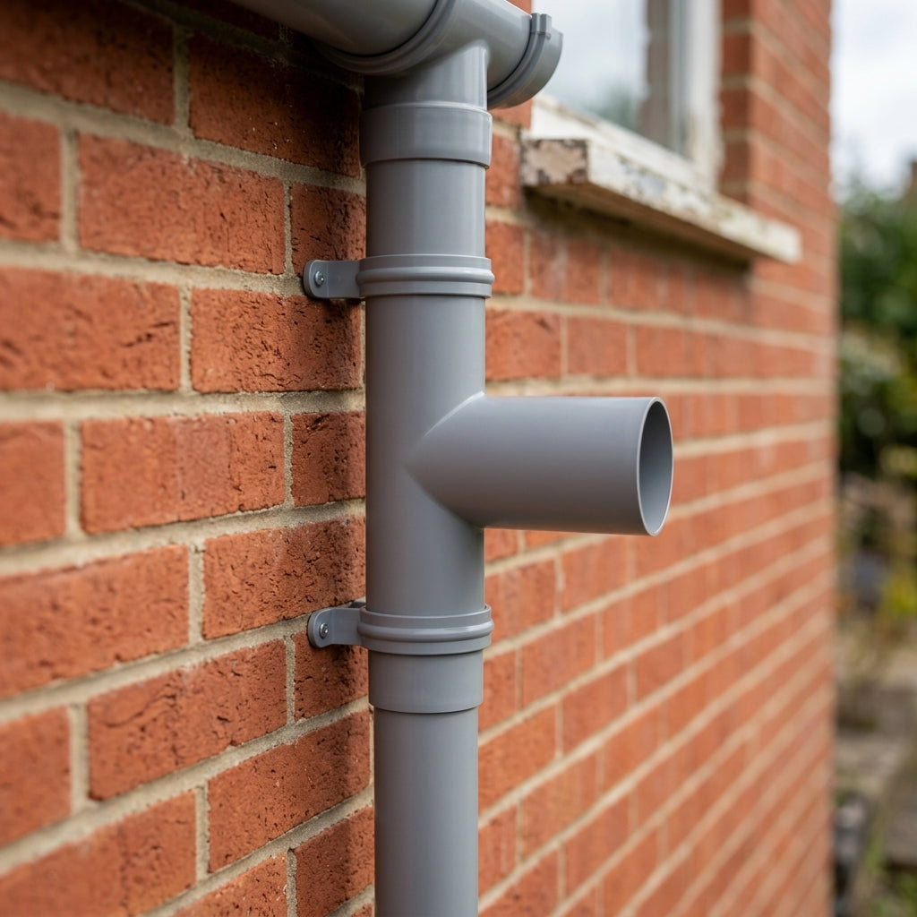 76mm Diameter Flush Joint Downpipe Branches — Other Colour TBA / 112.5 Degrees (in use)