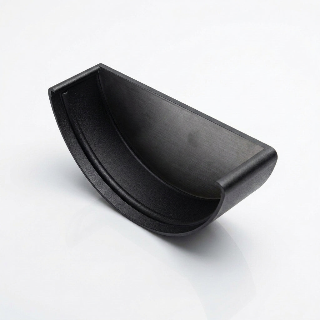 Half Round Aluminium Gutter Stop End - 125mm — Textured Black
