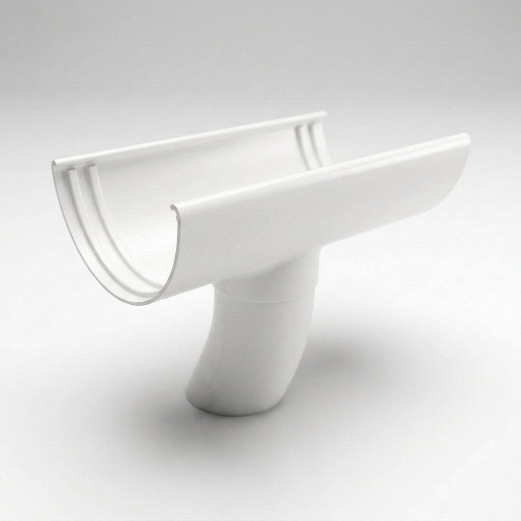 Half Round Aluminium Gutter Outlet 63mm Dia. 125mm — RAL 9016