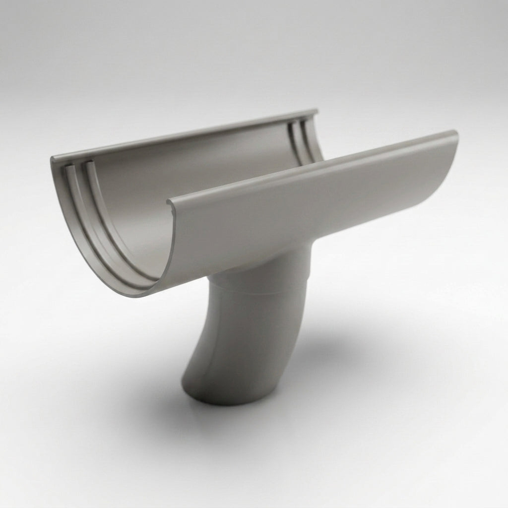 Half Round Aluminium Gutter Outlet 63mm Dia. 125mm — RAL 7036