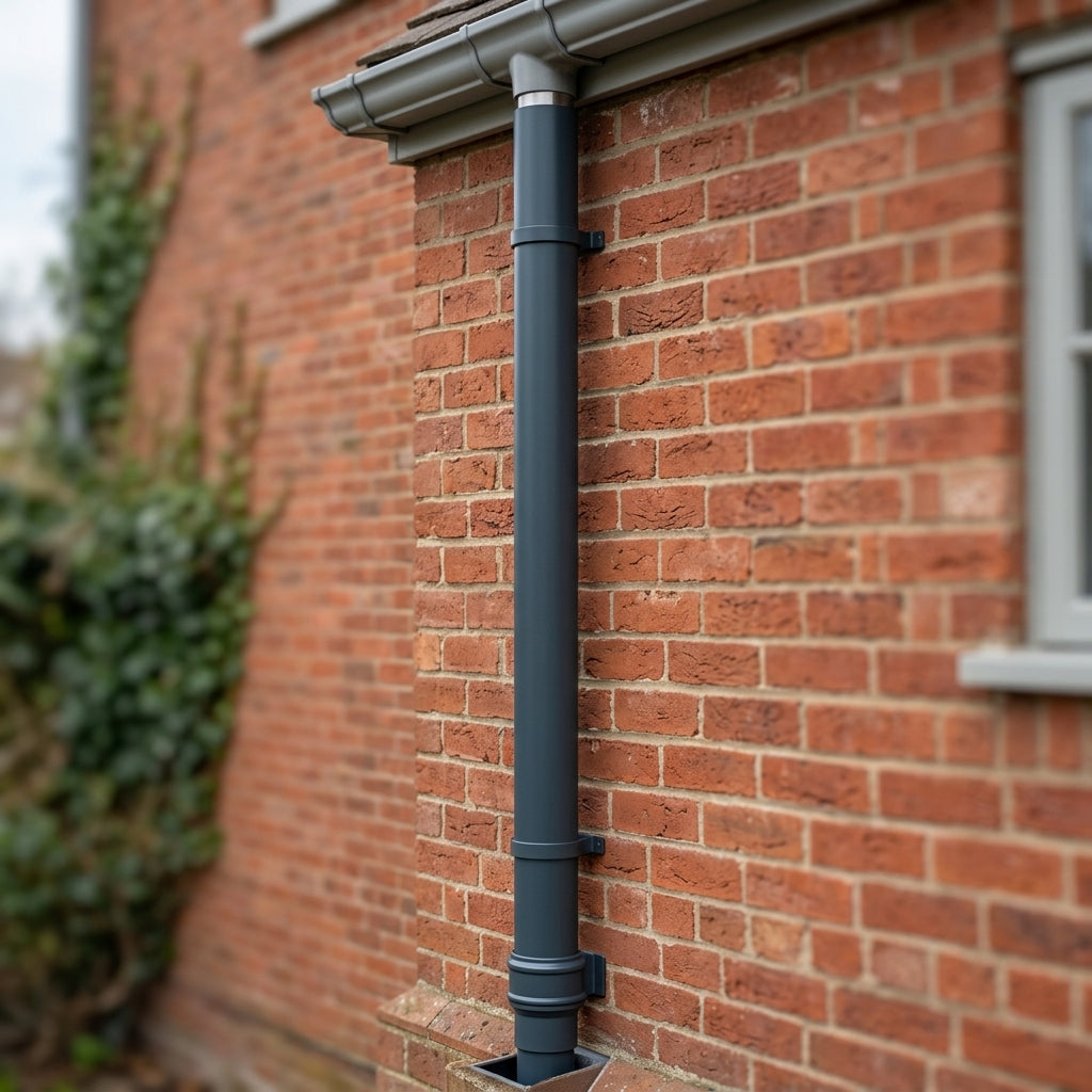 Flush Joint Aluminium Downpipe Length – 76mm Dia x 3m — RAL 7016 (in use)